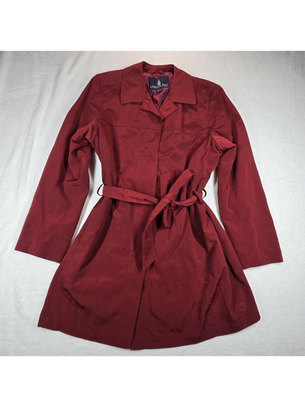 London Fog Ladies Red Marroon Trench Coat Women's Size Medium